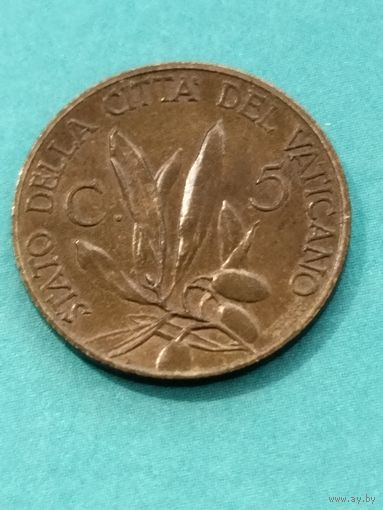 Ватикан 5 чентезимо 1939 г.