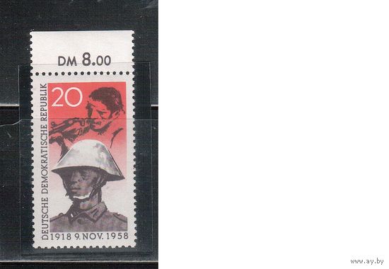 ГДР-1958,(Мих.662) **  , 40-лет революции в Германии(одиночка),