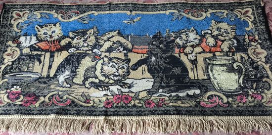 Винтажный Гобелен.Ковер.Германия (коты)