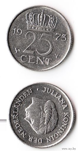 25 центов Нидерланды 1973 года