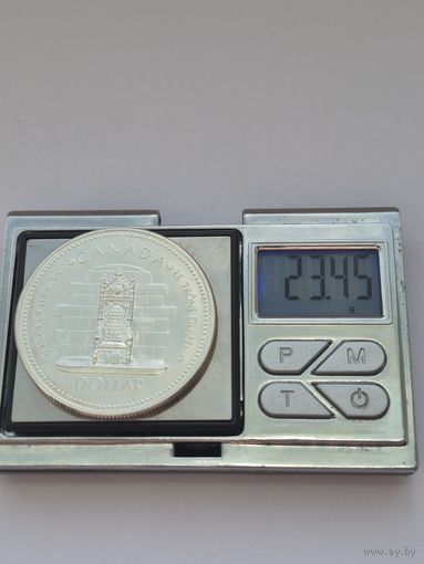 1 доллар Канада 1977 года, Королева Елизавета II (1953 - 2025). 25 лет вступлению на престол Королевы Елизаветы II. Серебро 500. Монета не чищена. В45512