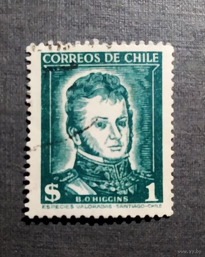 Марка Чили 1953 год Бернардо Хиггинс