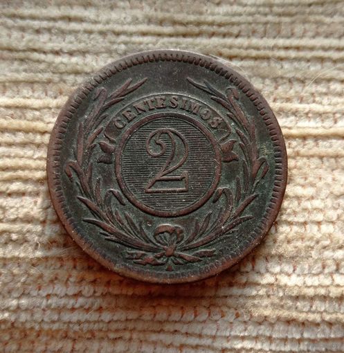 Werty71 Уругвай 2 больших сентесимо 1869