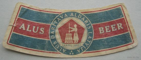 Этикетка горловая с бутылки  пива "Aldaris" /Латвия/. Середина 1990 -х.
