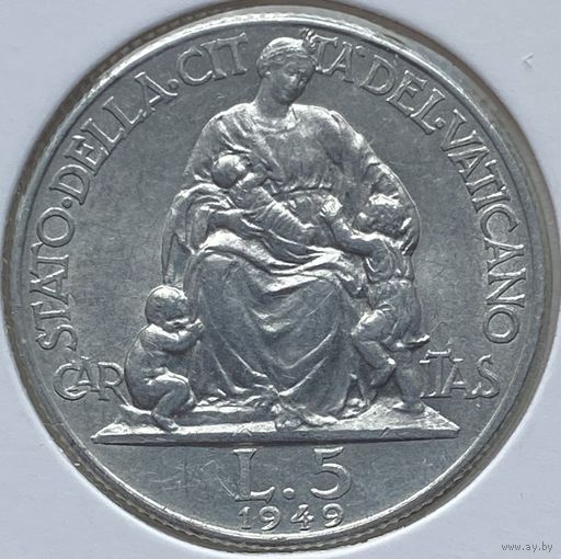 Ватикан 5 лир 1949 г.