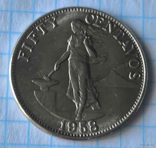 ФИЛИППИНЫ  50 СЕНТАВО 1958 ГОД