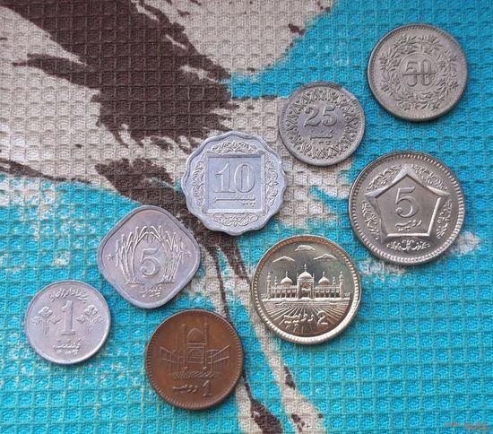 Пакистан набор монет 1, 5, 10, 25, 50 пайс; 1, 2, 5 рупий 1976-2006 гг., UNC.