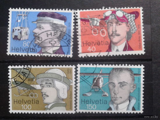 Швейцария, 1977, Пионеры авиации, полная серия, Михель 5 евро гаш.