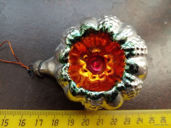 Новогодняя игрушка цветок 7,5 см СССР