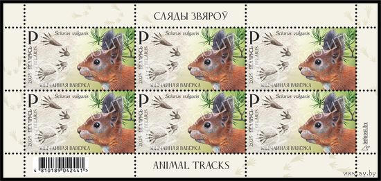 2025 БЕЛАРУСЬ Малый лист "Следы зверей" MNH