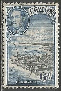 Цейлон. Король Георг VI. Гавань в Коломбо. 1938г. Mi#233.