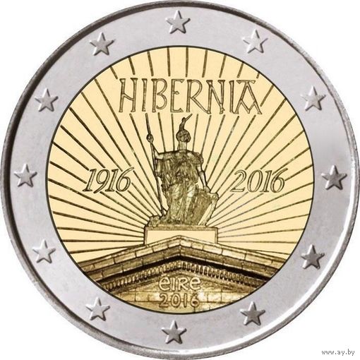 2 евро 2016 Ирландия Пасхальное восстание UNC из ролла