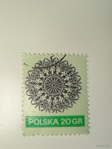 Польша 1969 Центральный элемент дизайна напоминает народный мотив, возможно, связанный с творчеством Ежи Новосельского