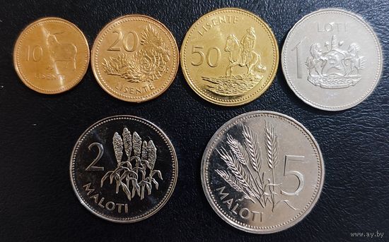 Лесото 10, 20, 50 лисенте, 1, лоти, 2, 5 малоти 2010 - 2023 гг. (набор 6 монет)