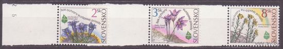СЛОВАКИЯ, 1995, Флора, цветы, Мих.  217-219, **  (МАЙ