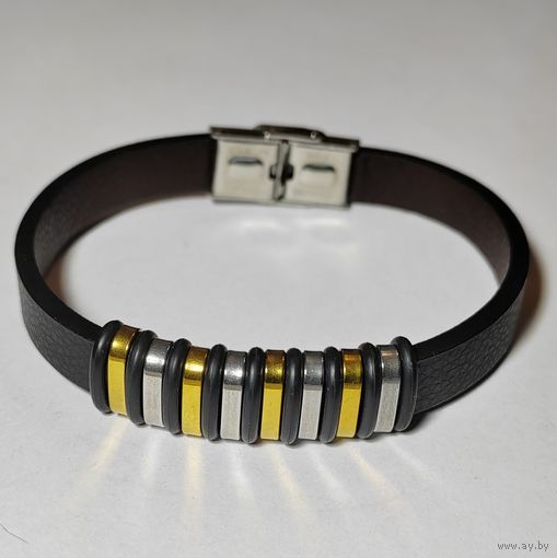 Браслет кожаный со стальной подвеской