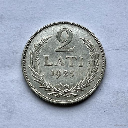 Монета СЕРЕБРО ЛАТВИЯ 2 лата 1925 год ОТЛИЧНЫЕ