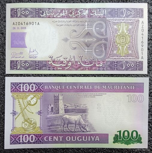 100 угий Мавритания 2015 г. UNC (серия AZ)
