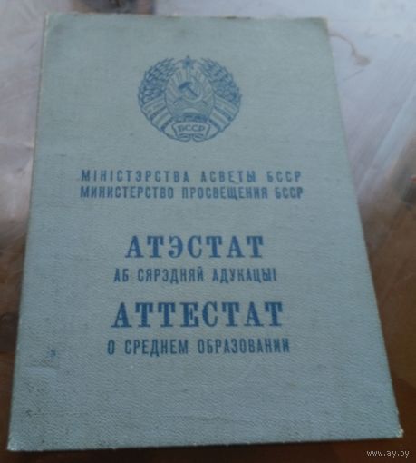 Аттестат Бобруйск 9-я школа с проиизвод. обучением 1966 год