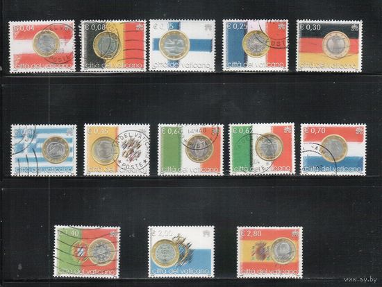 Ватикан-2004,(Мих.1491-1505) гаш. ,    Евро, Монеты, Флаги