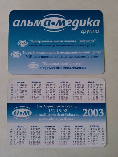 Карманный календарик.2003 год