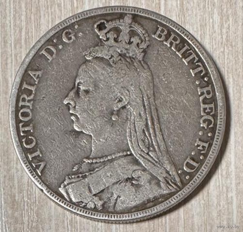 Монета 1 крона 1889 год. Великобритания. Королева Виктория.