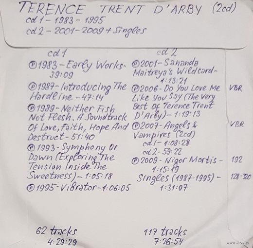 CD MP3 дискография TERENCE TRENT D'ARBY на 2 CD