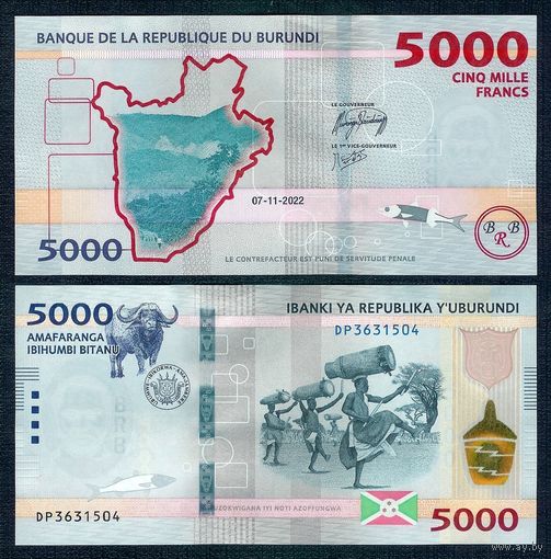 Бурунди 5000 франков 2022 год, UNC