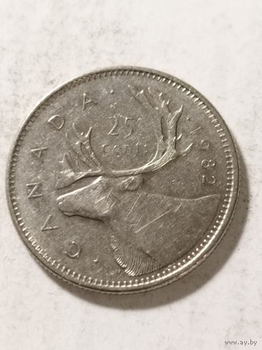 Канада 25 центов 1982