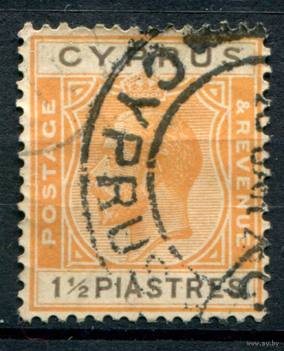Британские колонии - Кипр - 1924г. - король Георг V, 1 1/2 Pia - 1 марка - гашёная [Mi 90]. #4-B6-112-A-1
