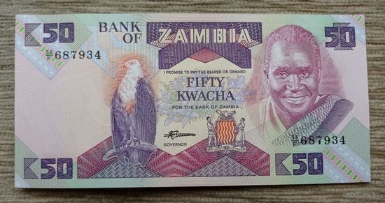 Werty71 Замбия 50 квача 1986 1988 UNC банкнота