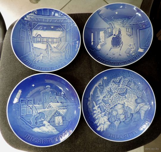 Тарелки фарфоровые настенные 70-80-е годы Дания. Диаметр 18 см. - 4 шт.