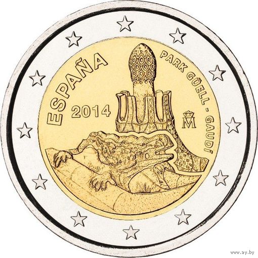 2 евро 2014 Испания Гауди UNC из ролла