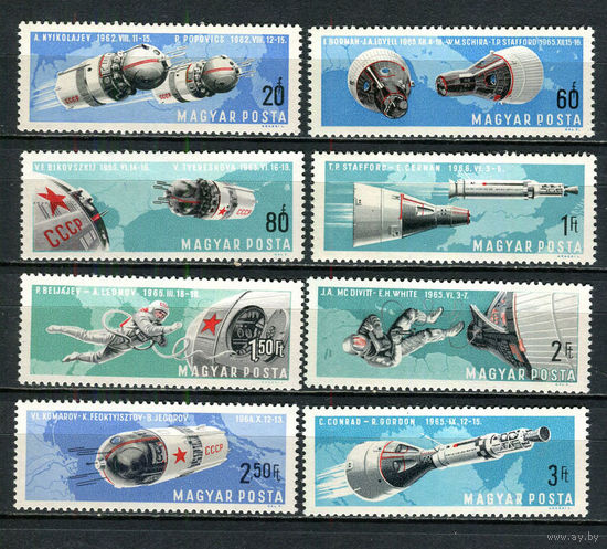 Венгрия - 1966 - Космос - (пятна на клее) - [Mi. 2299-2306] - полная серия - 8 марок. MNH, MLH.  (Лот 37JA)-TG3P53