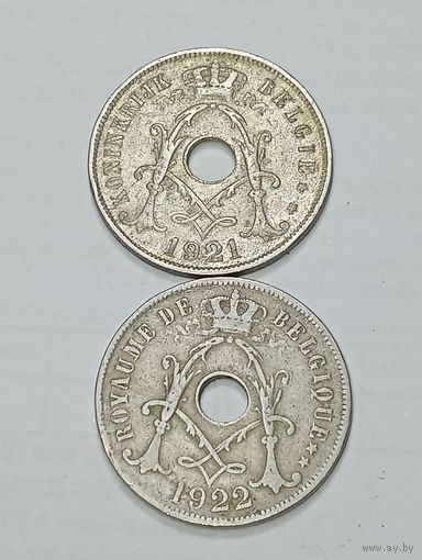 Бельгия 25 сантимов 1921 , 1922 года.