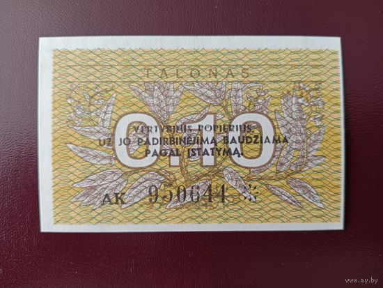 Литва 0,10 талона 1991 UNC
