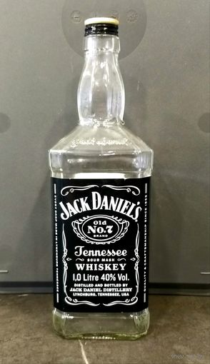 Бутылка от Виски JACK DANIELS Old No.7 * Джэк Дэниелс * объём 1 литр * высота 27.5 см * ширина 8.5 см