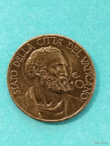 Ватикан 10 чентезимо 1939 г.