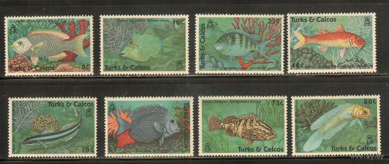 Тёркс и Кайкос-1990(Мих.,890-897) , **  ,  Морская  Фауна ,Рыбы(полная серия)