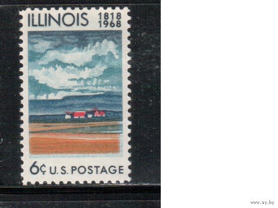 США-1968, (Мих.943),  **   , Штат Иллинойс (одиночка)