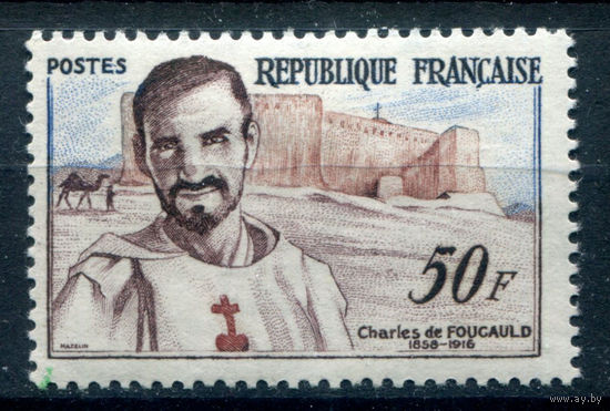 Франция - 1959г. - Шарль де Фуко - 1 марка - полная серия, MH, есть маленькое пятнышко в уголке на перфорации [Mi 1230]. #2-Fr-43-KS-1