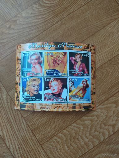 Конго малый лист 2001 г. Мерлин Монро.
