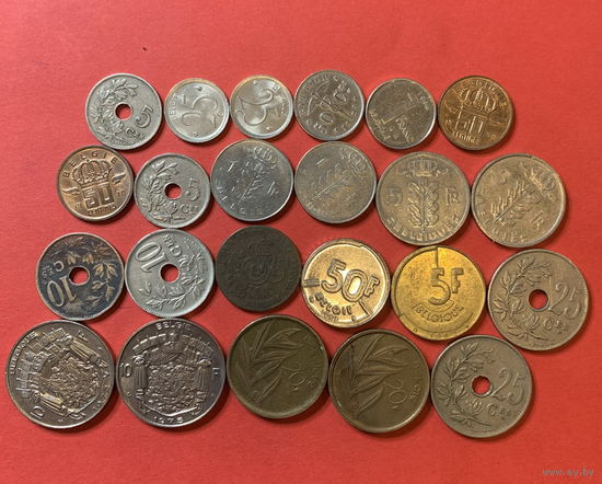 Бельгия 23 разные монеты