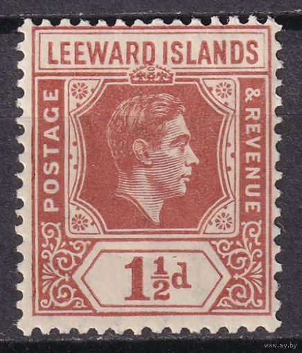 157.BrKCI. Великобритания. Колонии. Подветренные острова. Стандарт. Георг VI. 1938 г. 1 1/2P. Mi.#92(*).