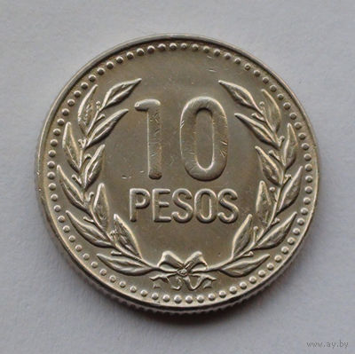 Колумбия 10 песо, 1989