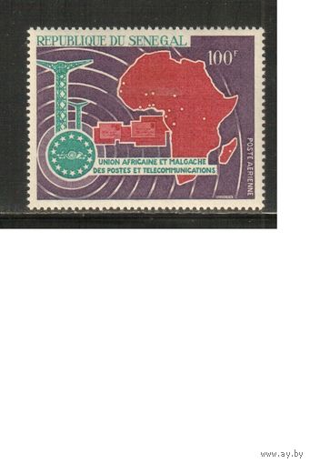 Сенегал-1967 (Мих.363) * (след от накл.)  , Телекоммуникации, Карта (одиночка)