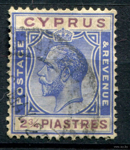 Британские колонии - Кипр - 1924г. - король Георг V, 2 3/4 Pia - 1 марка - гашёная [Mi 92]. #4-B6-112-A-1