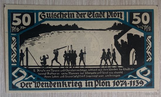 Нотгельд Плён 50 пфеннигов 1921 год. Веймарская республика