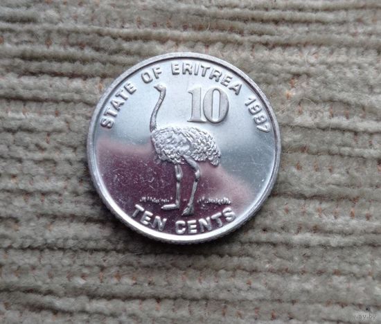 Werty71 Эритрея 10 центов 1997 Страус 1991