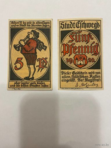 Нотгельд 5 пфеннигов 1921 год. Эфшвеге. Веймарская республика - 2201 (2)